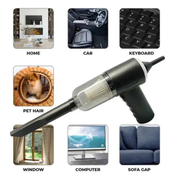 "3-in-1 Portable Mini Vacuum Cleaner, Duster, and Air Pump – Wireless Handheld Blower for Efficient Cleaning and Dusting"